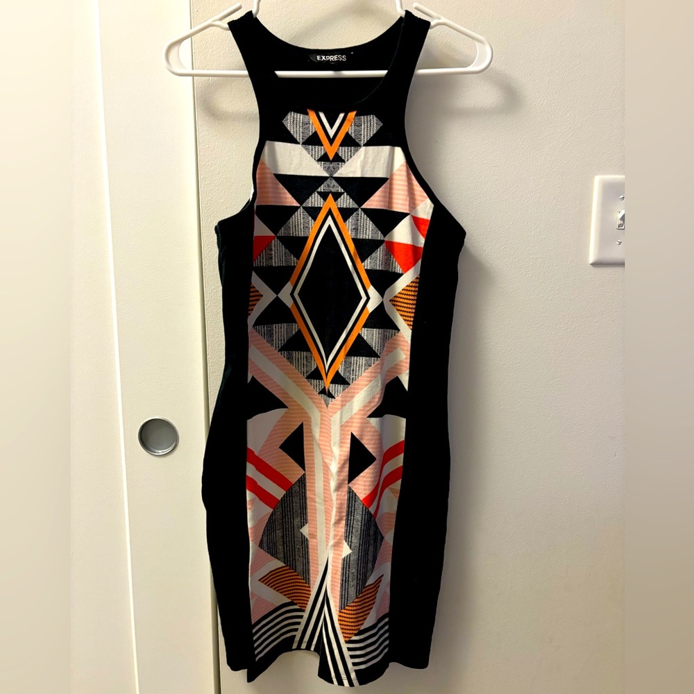 Aztec Print Bodycon Midi Dress